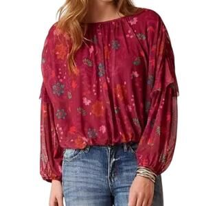 Free People Wildflower Honey Top Long Sleeve Blouse Size Small